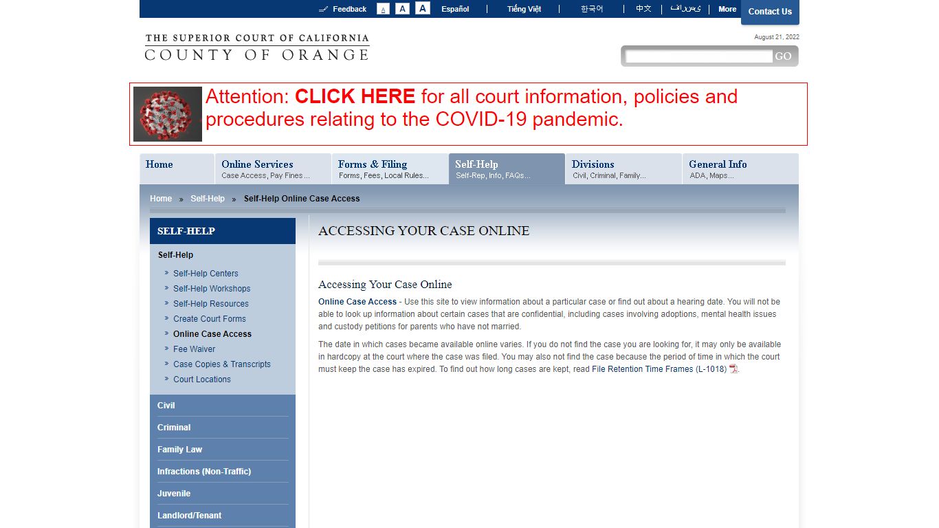 The Superior Court of California - County of Orange